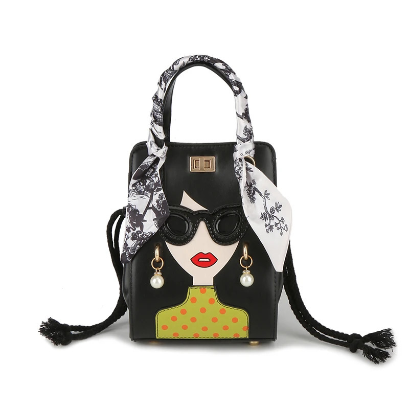 2024 Beauty Glasses Womens Handbag High Quality PU Shoulder Bag Cute Scarf Wallet and Cross Bag 241023