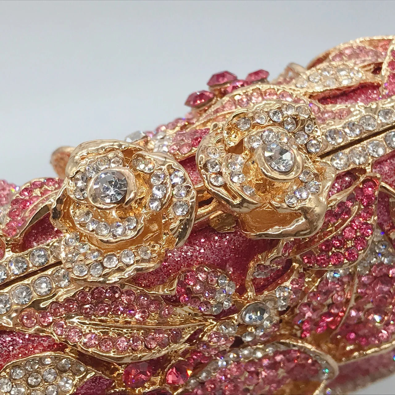 Pink rhinestone flower clutch wallet crystal er womens dinner party handbag unique diamond wedding evening bag 241023