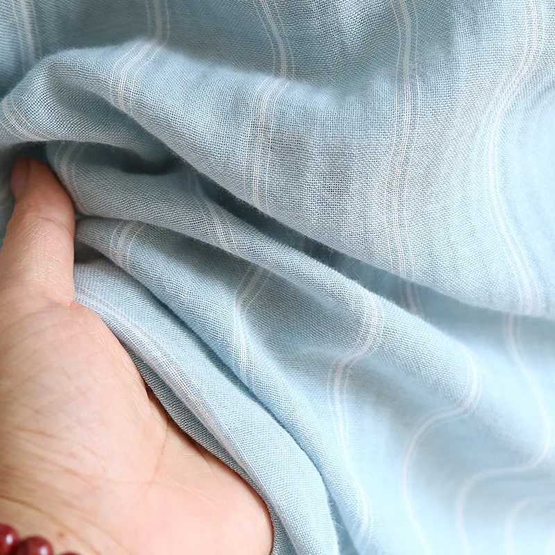 2024 New Summer Mens Sleepwear 100% Cotton Loose Sleepwear Mens Sleepwear Blue Striped Sleepwear W241023