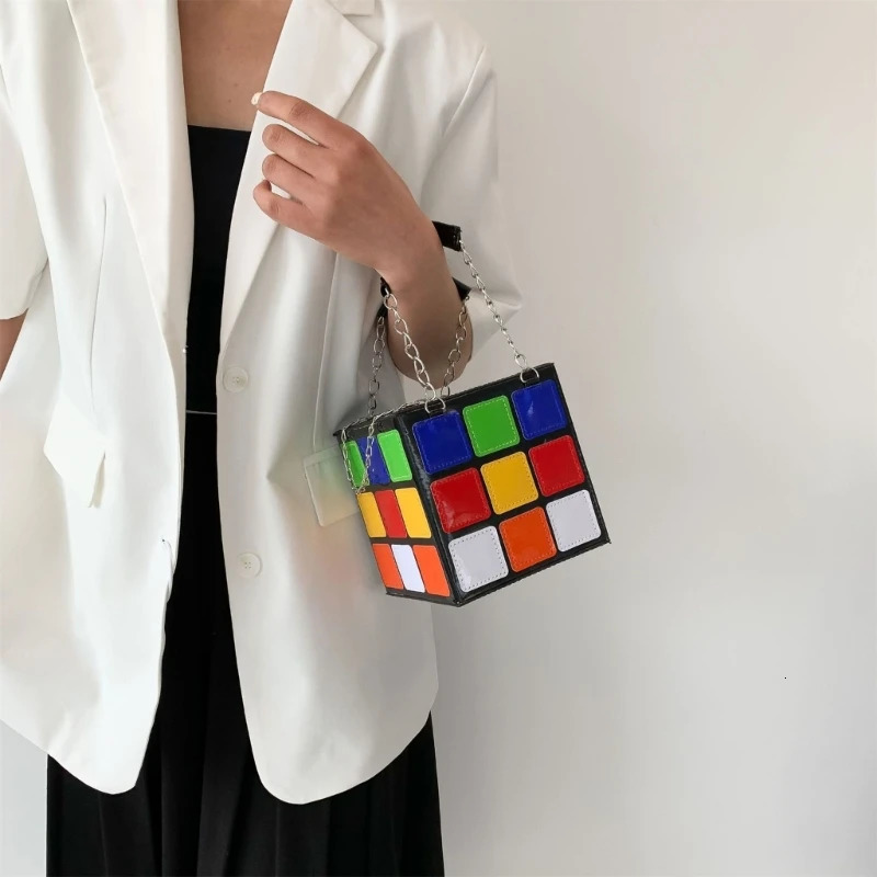 Womens cubic handbag square box clutch bag colorful wallet 241023