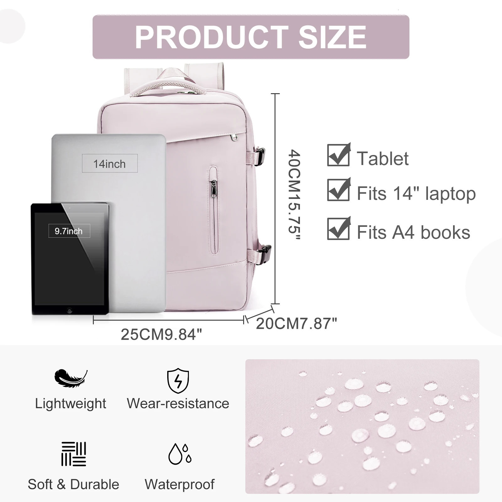Womens backpack travel bag cabin bag Ryanair 40x20x25 plane travel bag mens Laotop backpack Wizzair carry it with you 241023