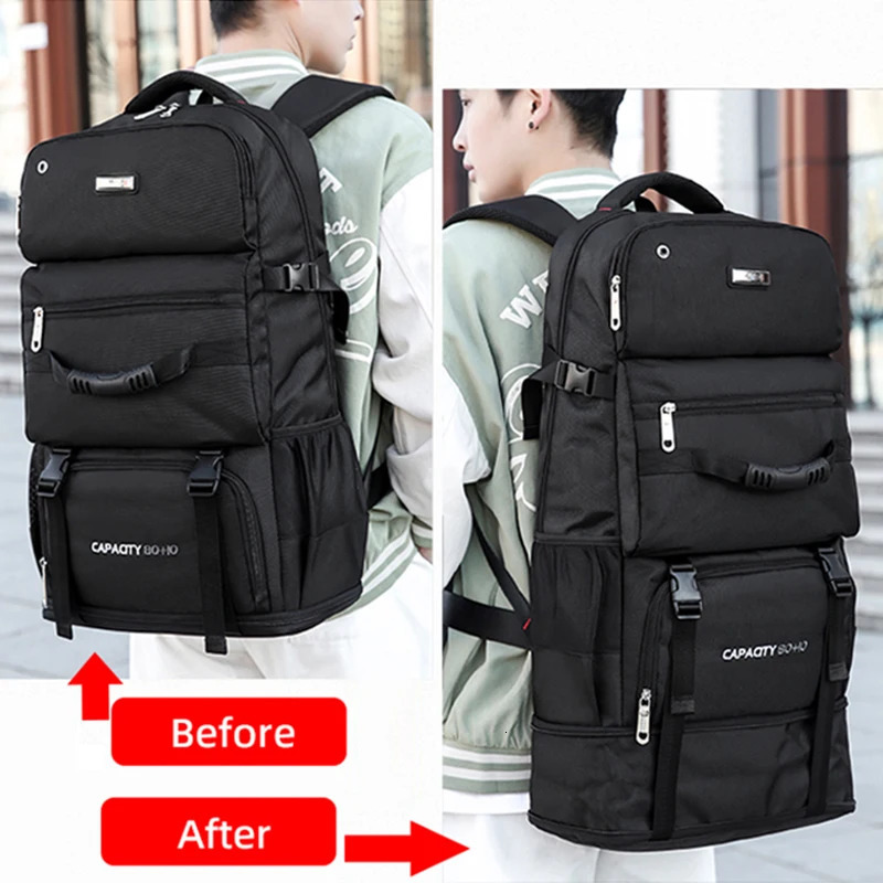 90L 80L travel bag large capacity climbing backpack mens outdoor camping backpack hiking bag XA302A 241023