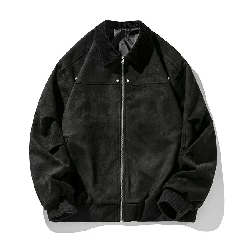 TFETTERS retro suede jacket mens autumn and winter item rivet decoration mens fashionable daily street clothing bag jacket 241023