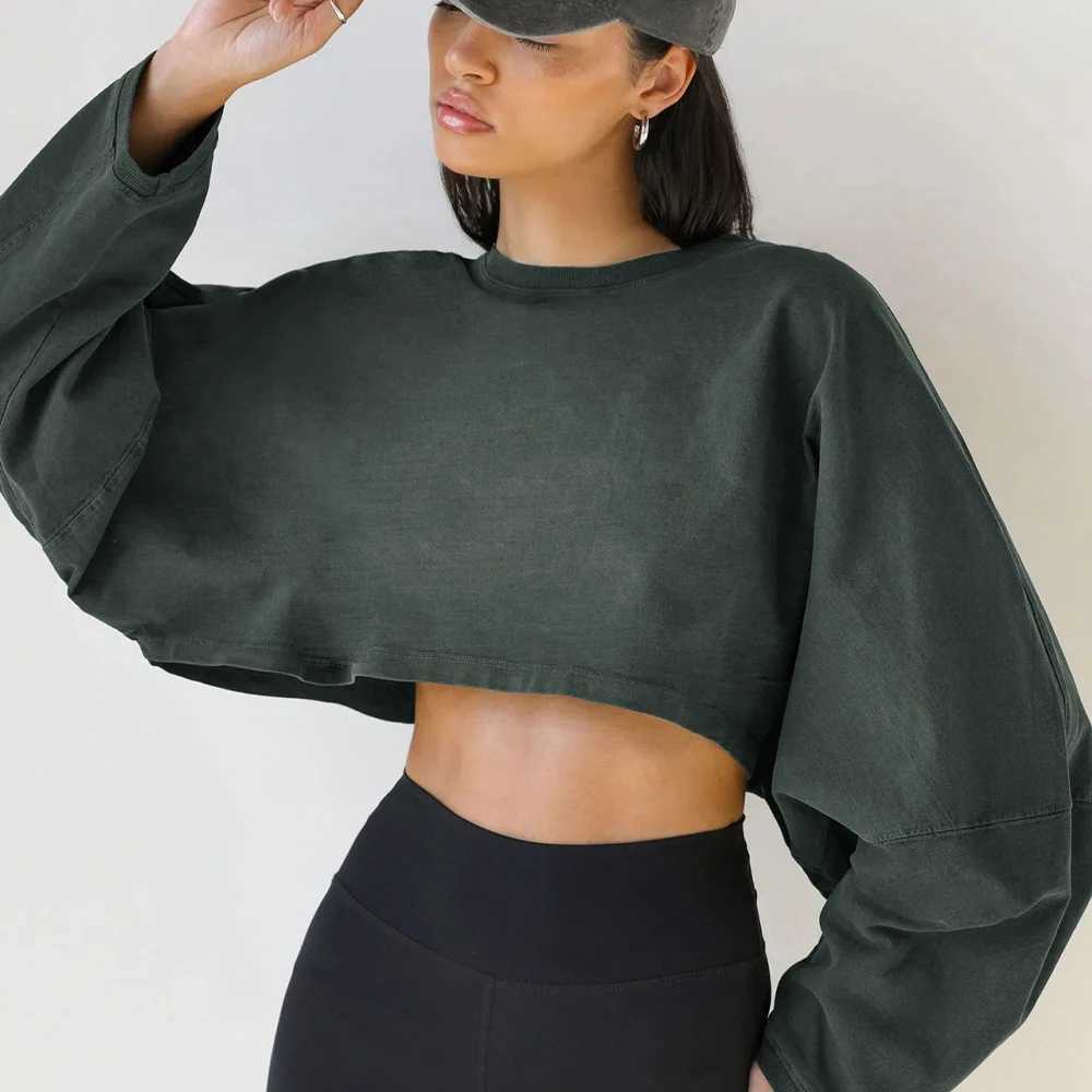 Womens Sports T-Shirts Gym Clothing Yoga Crop Top Loose Tops Long Sleeve Sportswear Workout Clothing Fitness Smock All SeasonsXJ250228