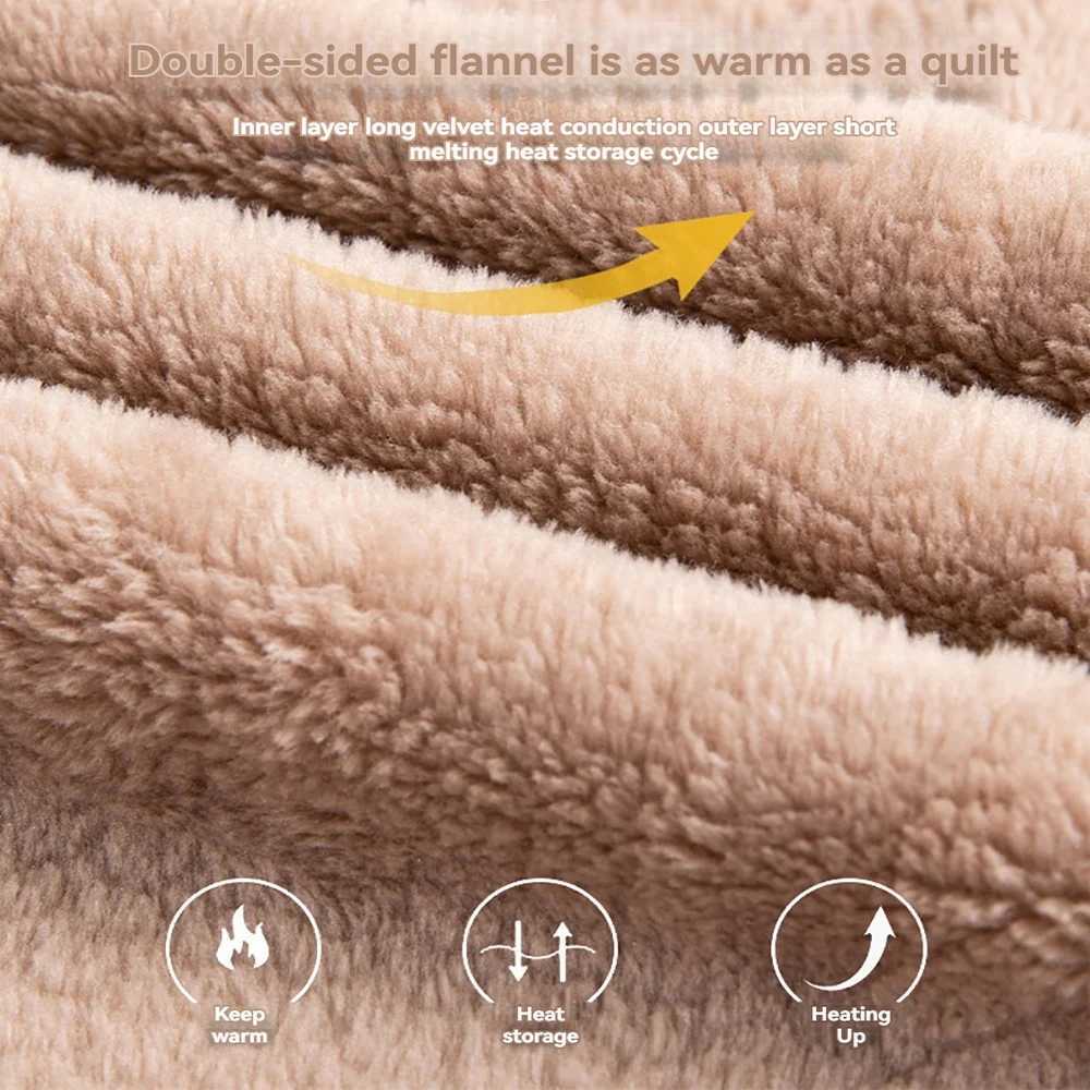 Winter thick double-sided flannel Plus plush warm mens casual loose solid V-neck Spwear comfortable shower suit W241023