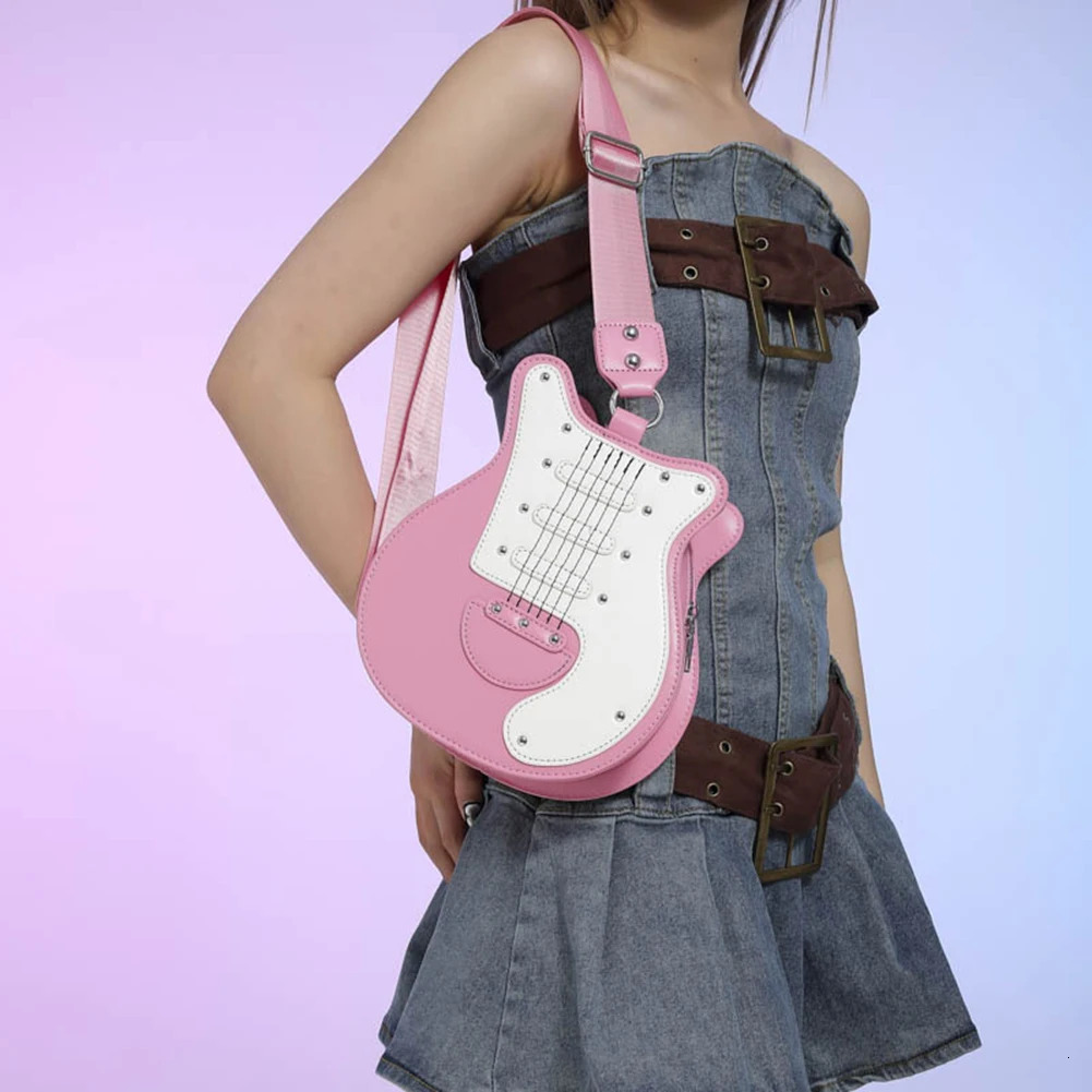 Creative guitar shaped cross body bag womens fashionable shoulder bag PU leather sling bag handbag 241023