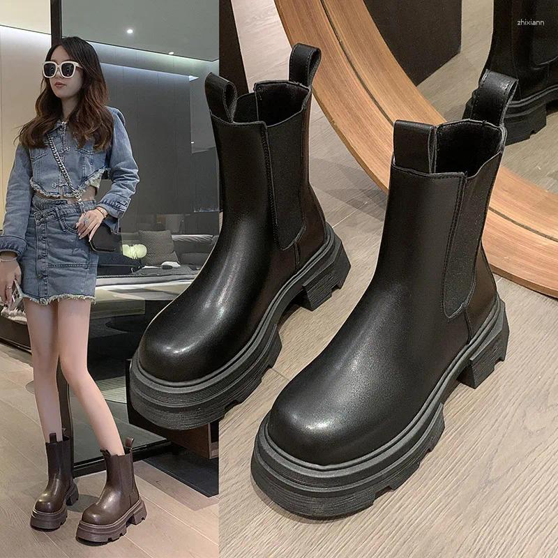Boots 2024 Women's Autumn Single Boot Big Head Thick Bottom Middle Short