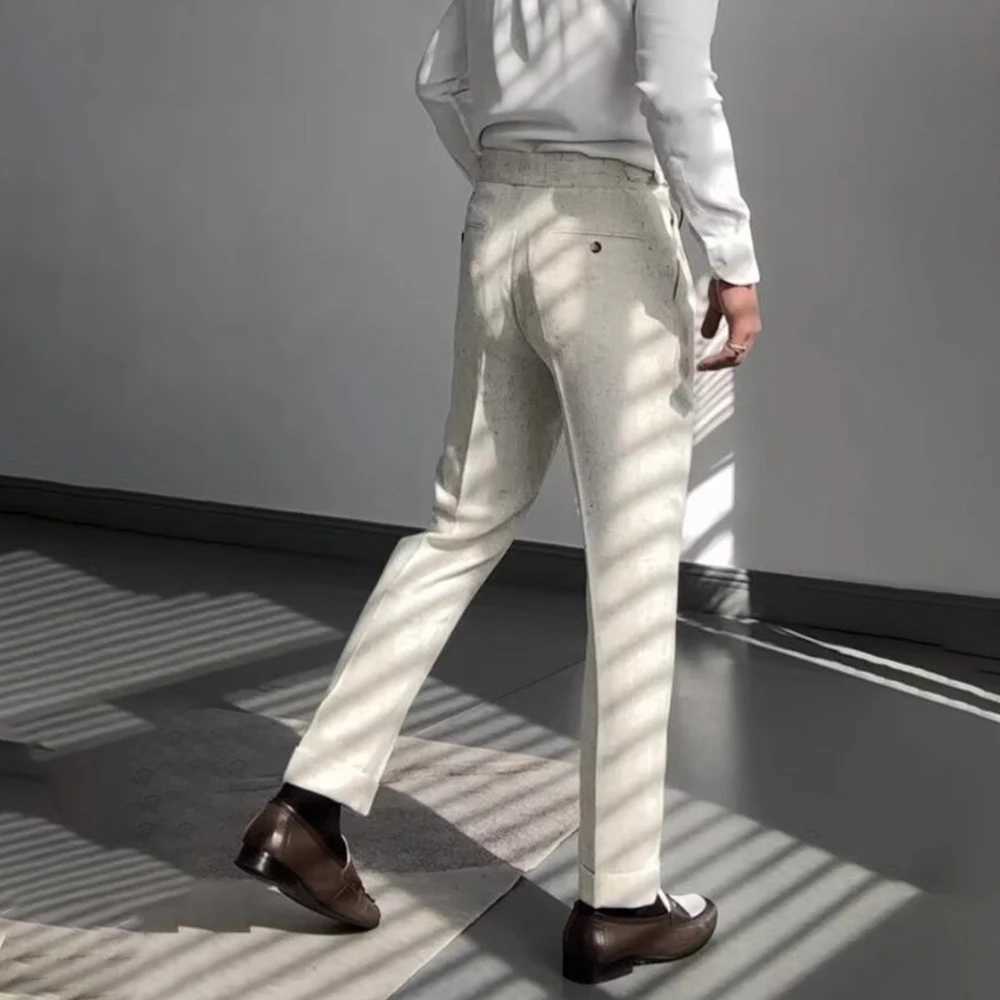 Man Pants Business Casual High End Suit Pants British Fashion Formal Wear Niche Paris Buckle Straight Trousers MenS ClothingX241023