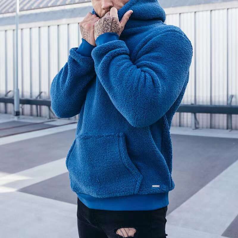 High end O Men neck Plush Hoodies Soft Solid Letter Print Male Casual Basic Flannel Warm Comfort Vintage Clothing For Man Sweatshirts