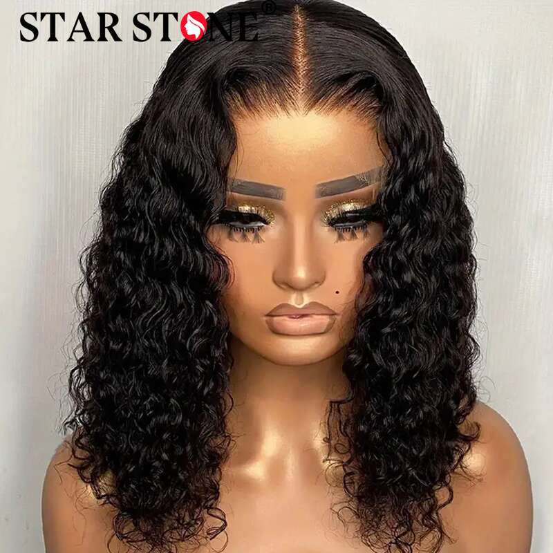 Deep Wave Short Curly Bob Wigs Brazilian Front 13X4 Lace Frontal For Black Women Glueless Human Hair Wig