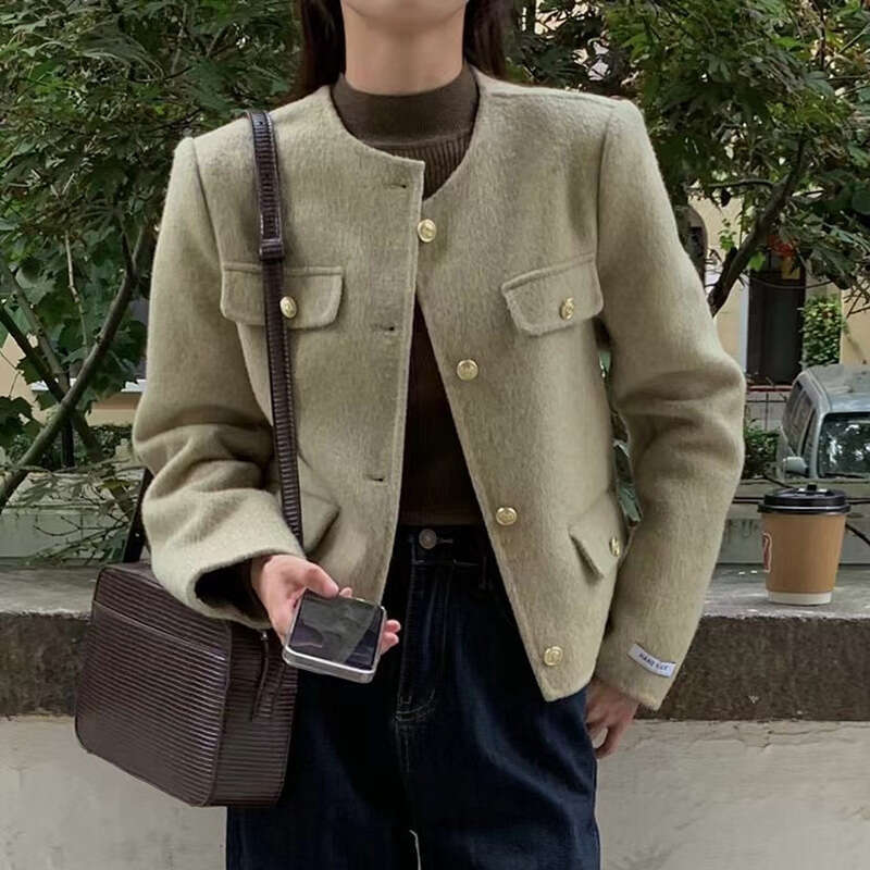 2024 Women Elegant Real Cashmere Coat Lady Fashion Wool Blazer Winter Autumn Outwear Female Suit