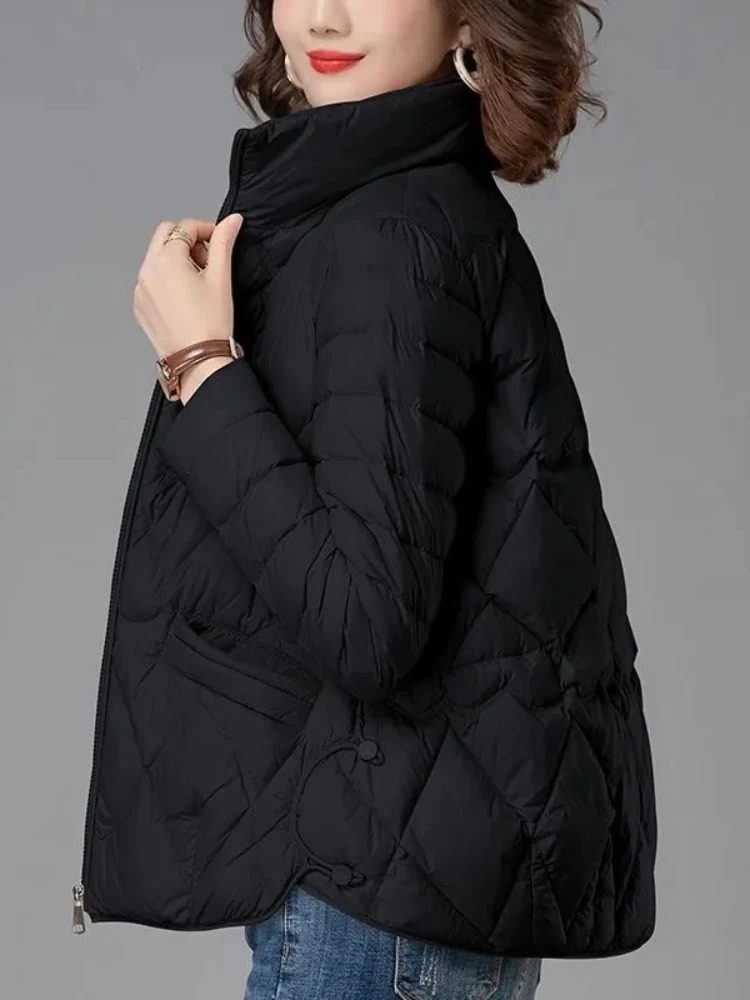 Lightweight down cotton jacket womens coat autumn item middle-aged and elderly mother clothing short sleeved cotton jacket womens coat 241023