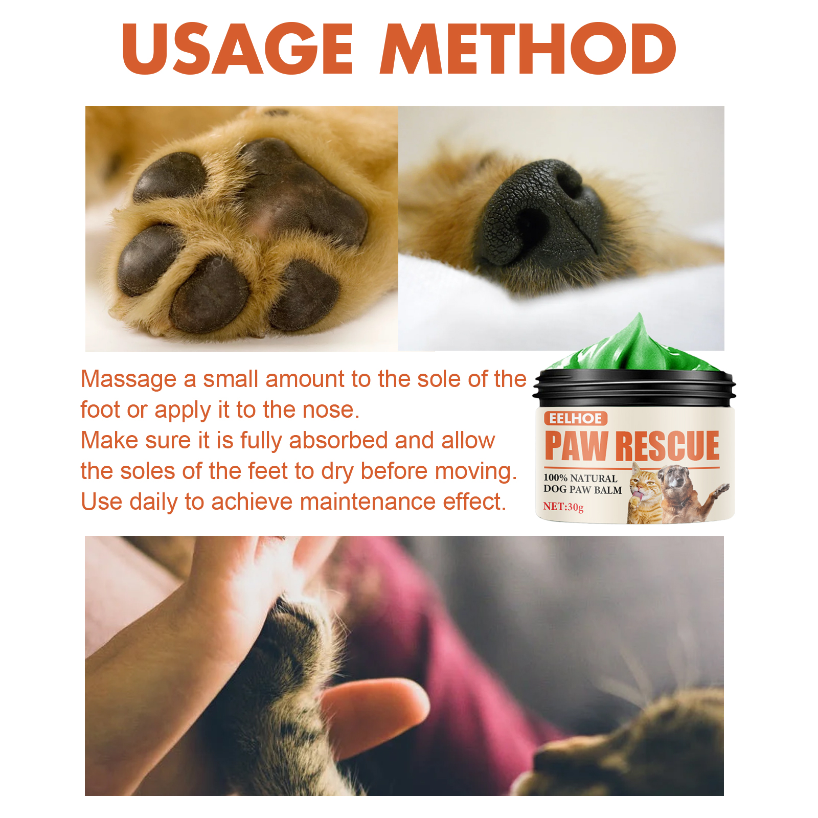 US stock EELHOE Pet Claw Cream, Cat and Dog Foot Mat, Protective Oil, Soothing, Moisturizing, Moisturizing, and Nourishing Foot Care for Dry and Crack