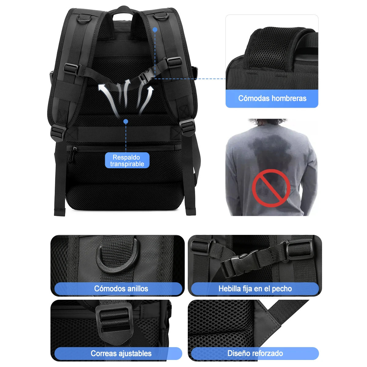 Mens Large Travel Backpack 40L Expandable Womens Backpack Handheld Waterproof Backpack with USB Outdoor Hiking Backpack 241023