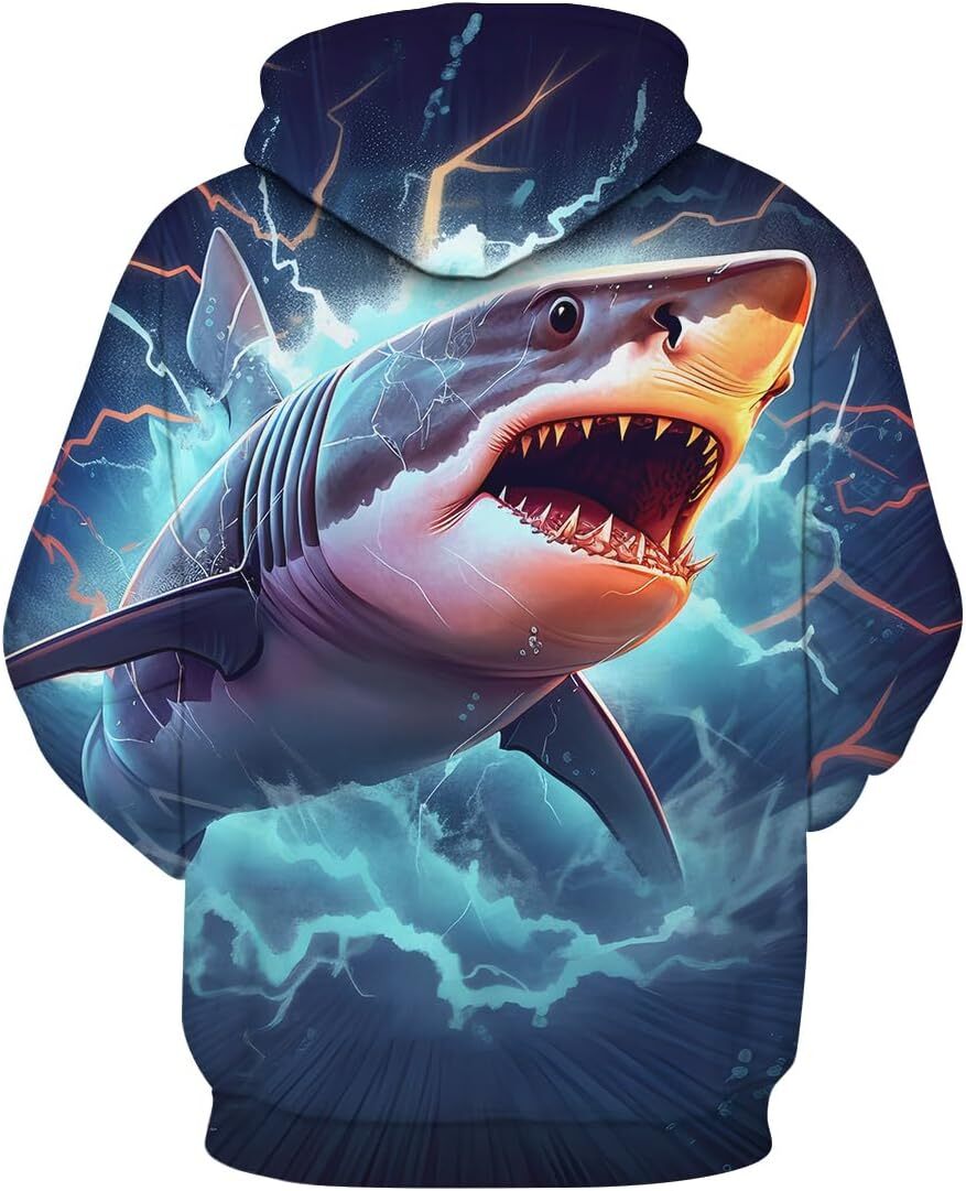 Hoodie for Mens Womens Mens 3D Printing Colorful Shark Cool Graphic Hoodie Hoodies Marine Organism Hooded Sweatshirts Graphic Hip hop Warmth