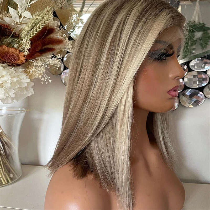 Short Bob Wigs Glueless 100% Brazilian Ombre Ash Blonde Hd Lace Frontal Wig 13x4 t Human Hair