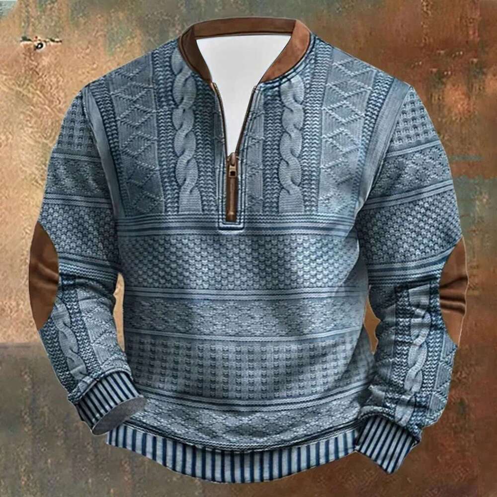 Oversize Trendy Sweatshirts For Man Outdoor Casual Long Sleeve Hoodless Pullover With Standing Collar Youth Men s Winter Sweater