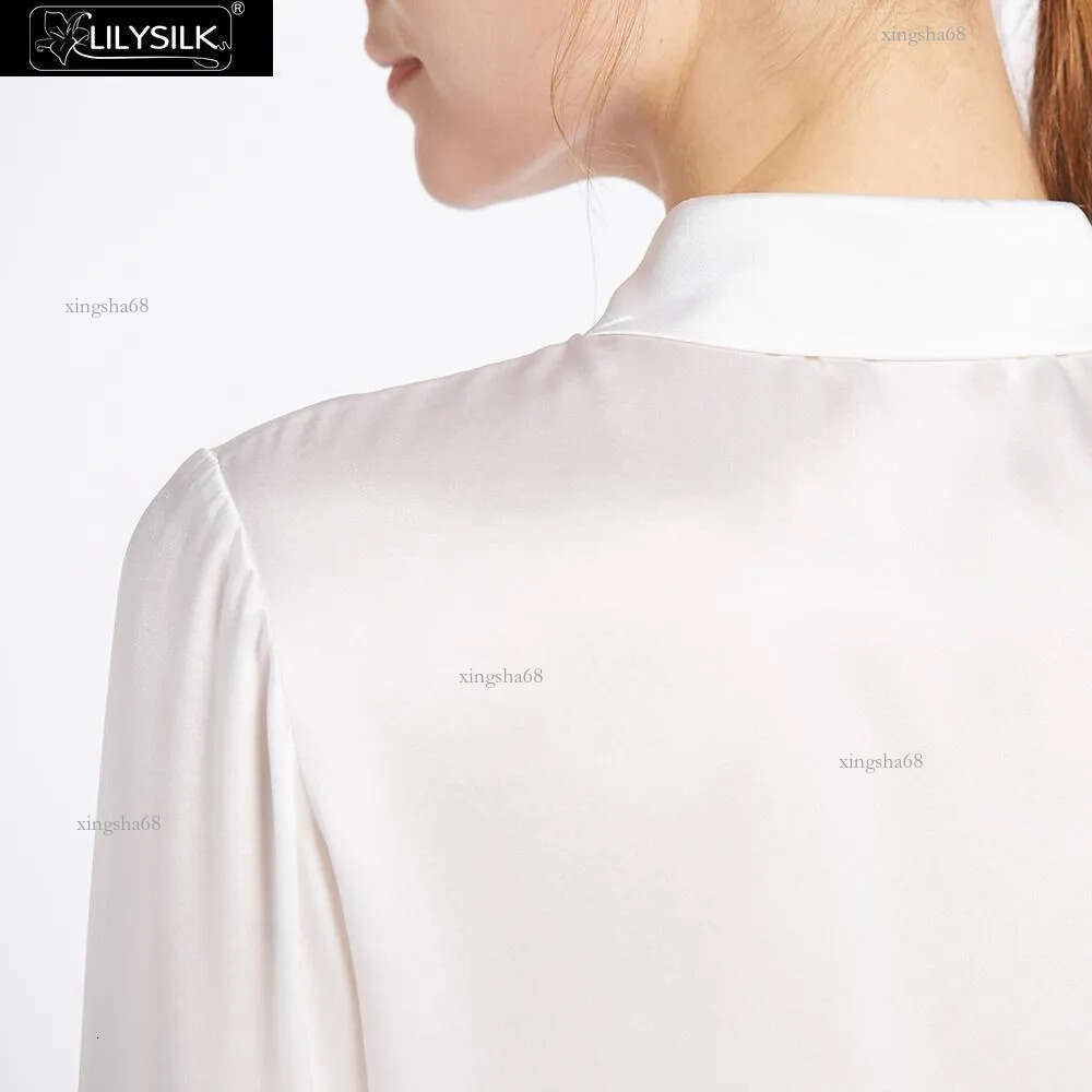 LilySilk 100 Silk Shirts Blouse Women 22 momme Basic Placket Chinese Charmeuse Natural Glossy Elegant Ladies Long sleeves 210326