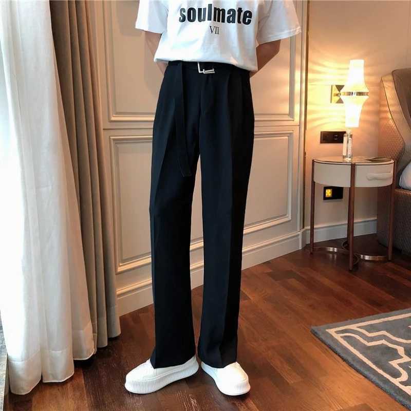 White Trousers For Men Baggy With Belt Wide Leg Ele Spring Clothes Man Suits Pants Clothing Promotion Hot Fabric Summer 2024X241023