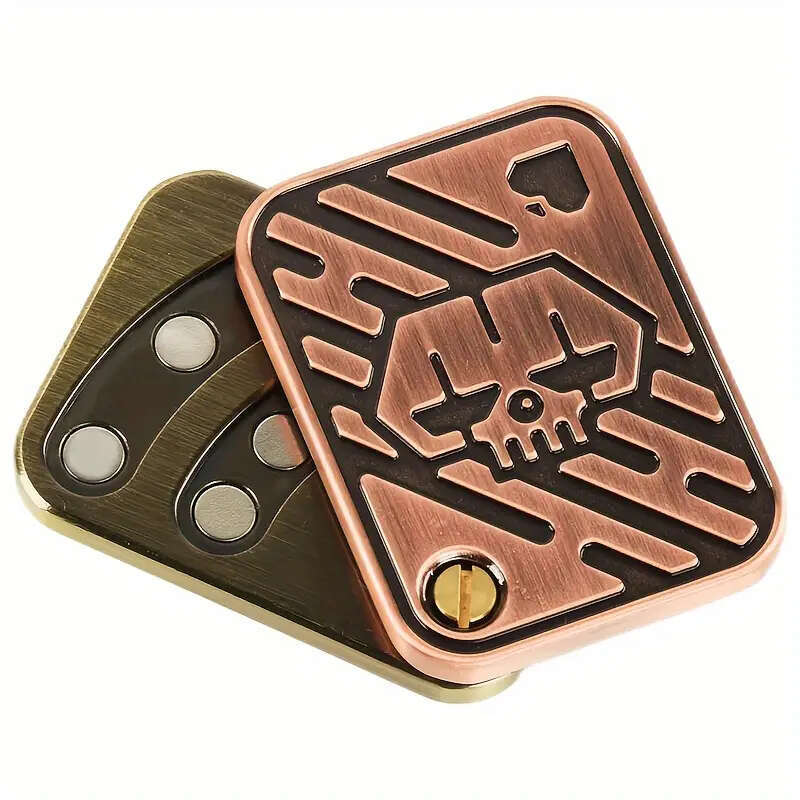 KK AA Fidget Metal Skull Push Slider Relief Toy Anti Stress EDC Top Spinning Poker Toys Adults Gifts