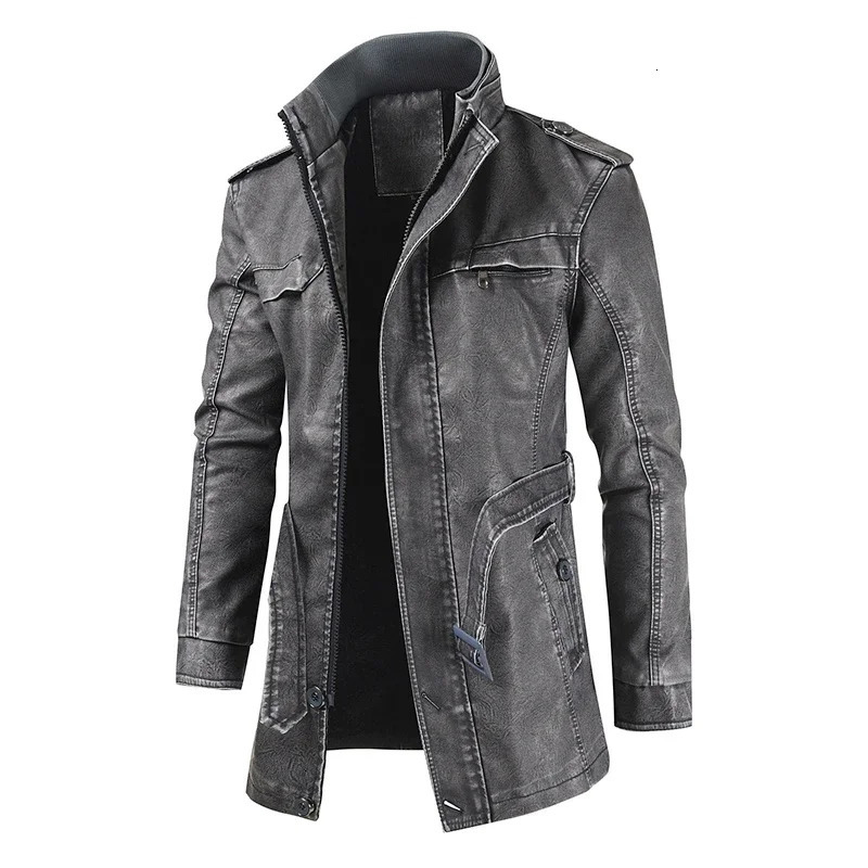 Mens fashionable warm and casual retro artificial leather jacket mens winter thick wool leather jacket Parkas 241023