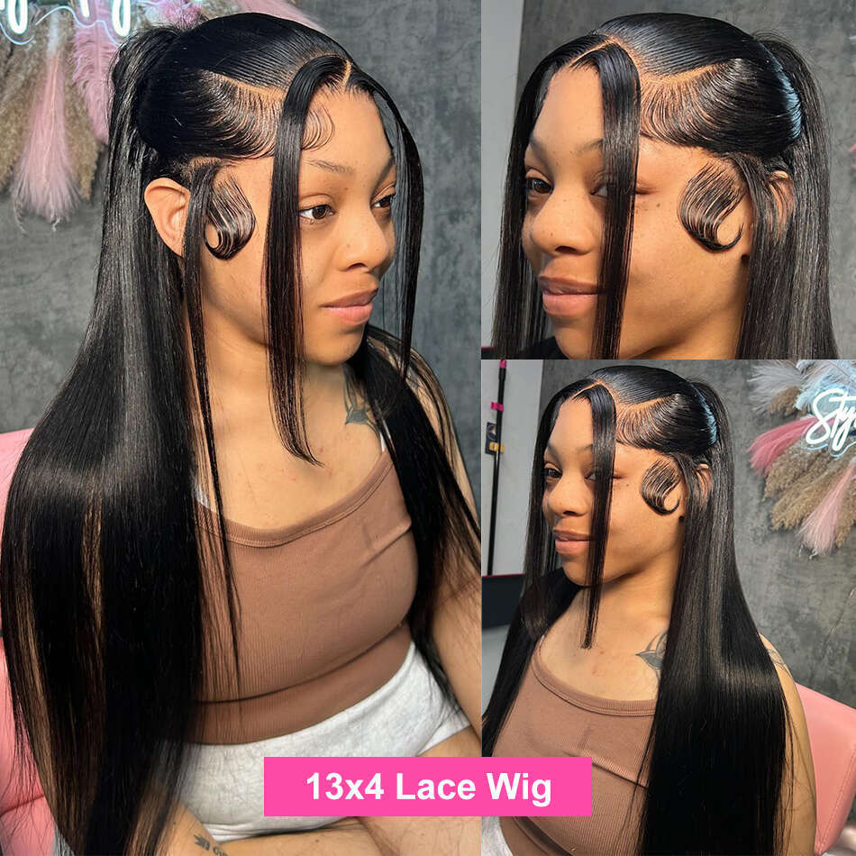 13x6 Hd Transparent Frontal Human Hair Wigs Brazilian Remy Pre Plucked Bone Straight 13x4 Lace Front Wig For Women