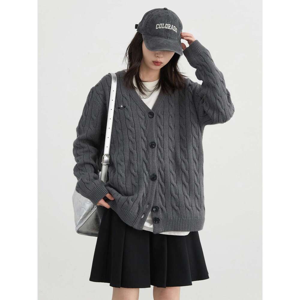 CHIC VEN Women Cardigan Single Breasted Loose New Vintage V-Neck Embroidered Knitted Jumpers Female Twisted Sweater Autumn