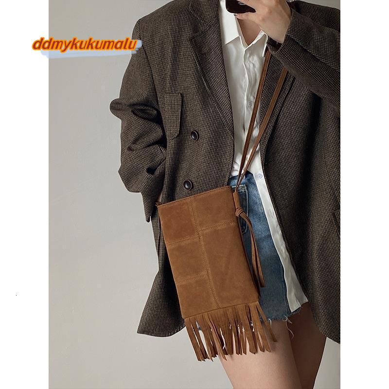 2024 New niche design new women's Bohemian American style tassel frosted crossbody mobile phone bag for women #18 kukumalu