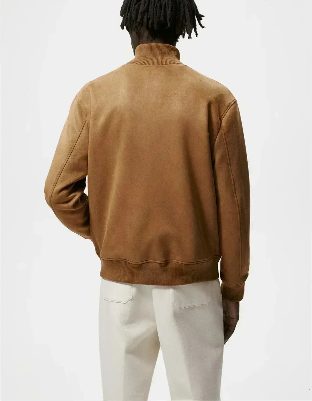 Street fashion jacket mens stand up collar casual suede jacket ultra-thin fit windproof zipper jacket camel black top 241023