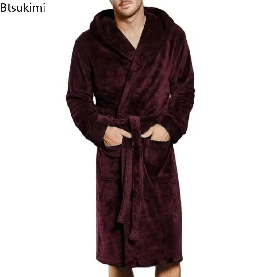 2024 mens warm flannel bath towel winter casual bath towel Spwear long Sve plush Shl mens bath towel lounge evening gown W241023