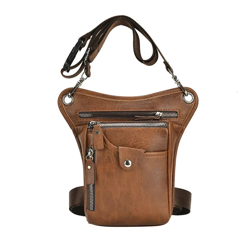 PU leather mens casual coffee classic shoulder strap sling bag fashionable travel Fanny waist belt bag leg bag 241023