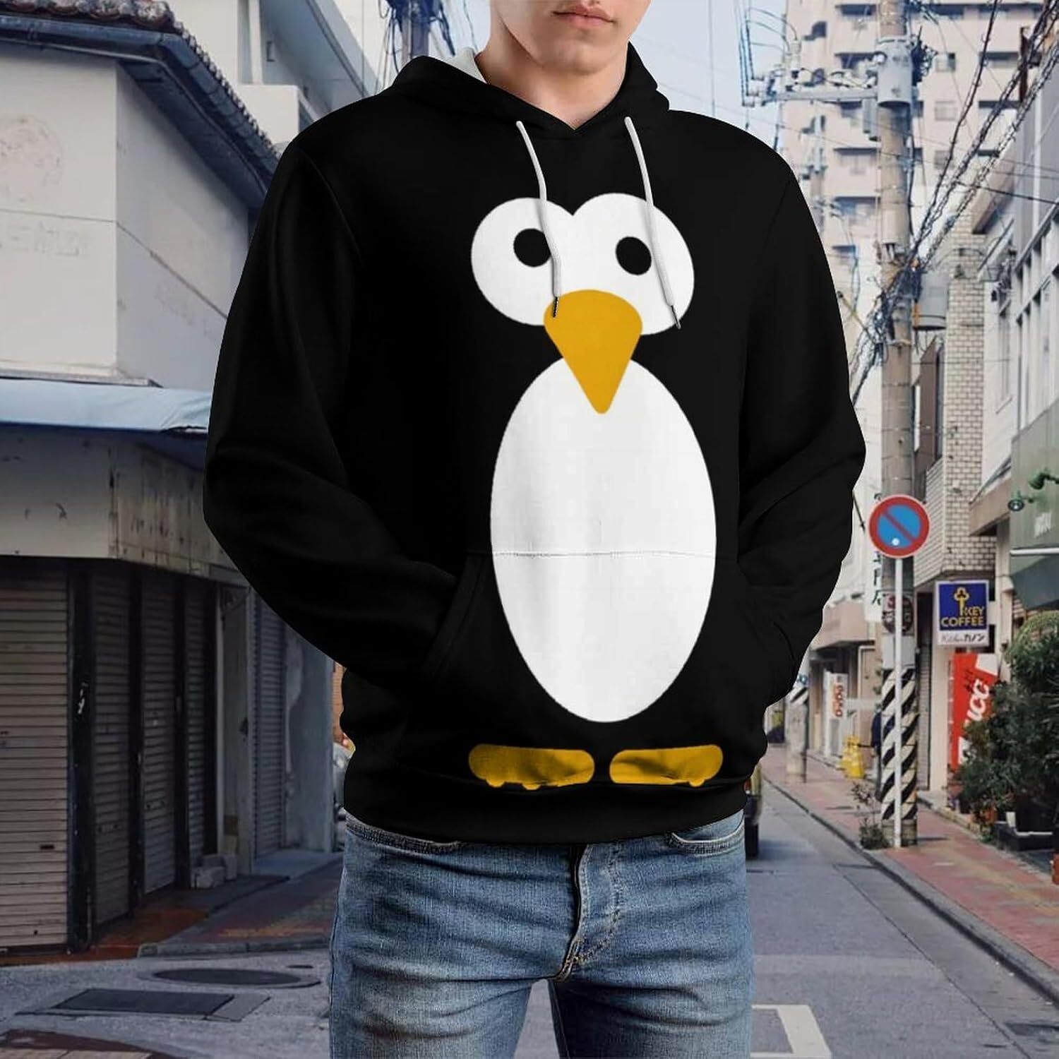 Hoodie for Mens Womens Cute Penguin Hoodie Funny Hoody Sweatshirts for Mens Active Hoodies Graphic Hoodies sweatshirt Pullover Long Sleeve
