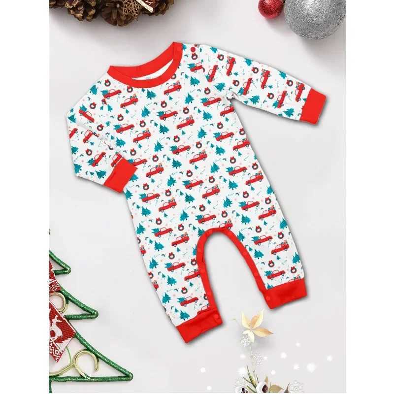 New 2024 Christmas Pajamas Set Cartoon Allover Print Parent-child Matching Outfits Casual Soft Family Look 2 Pieces Suit PyjamasXJ241008