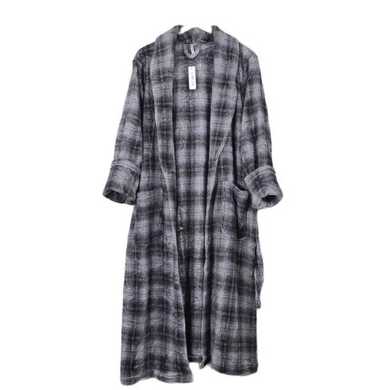 Mens sleepwear autumn long Sve thin coral velvet robe flat bottomed bathroom casual night light W241023