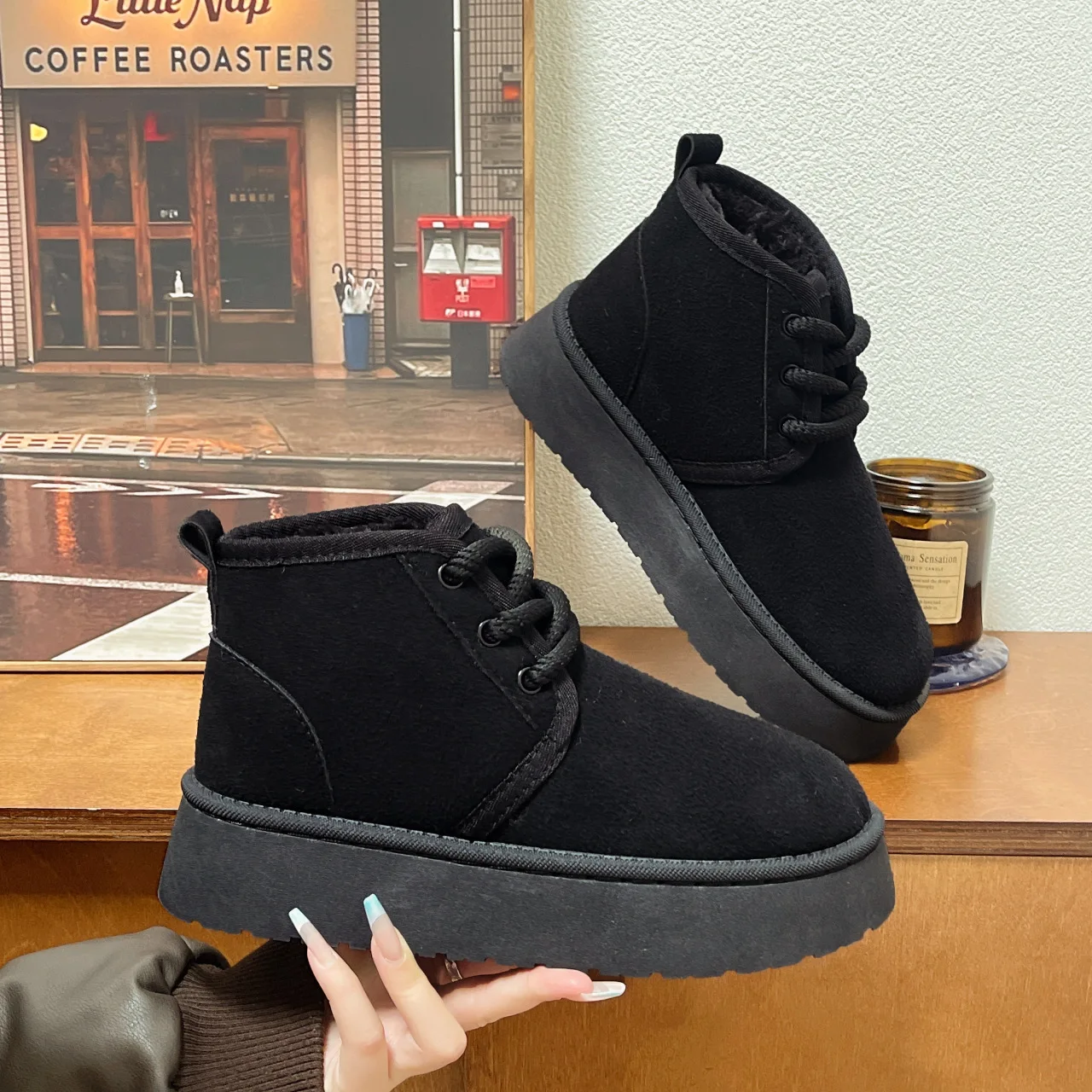 Womens Winter New Inside Heightening And Veet Fashion Snow Casual Warm Cotton Womens Short Boots Platform Shoes