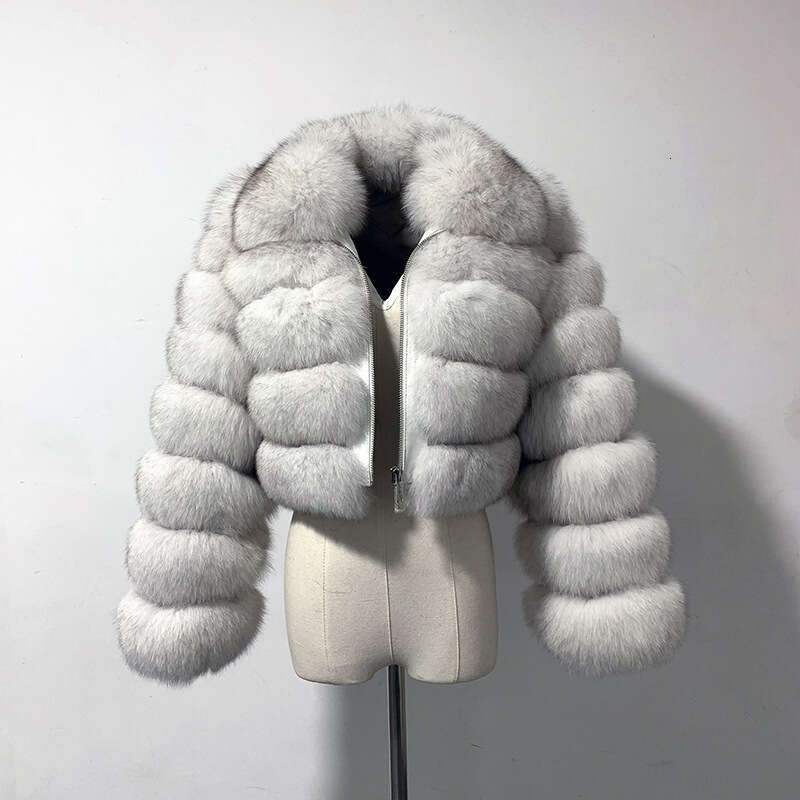 Imitation Fox Patchwork Lapel Long Sleeve For Women Short Fake Hoodless Fur Coat