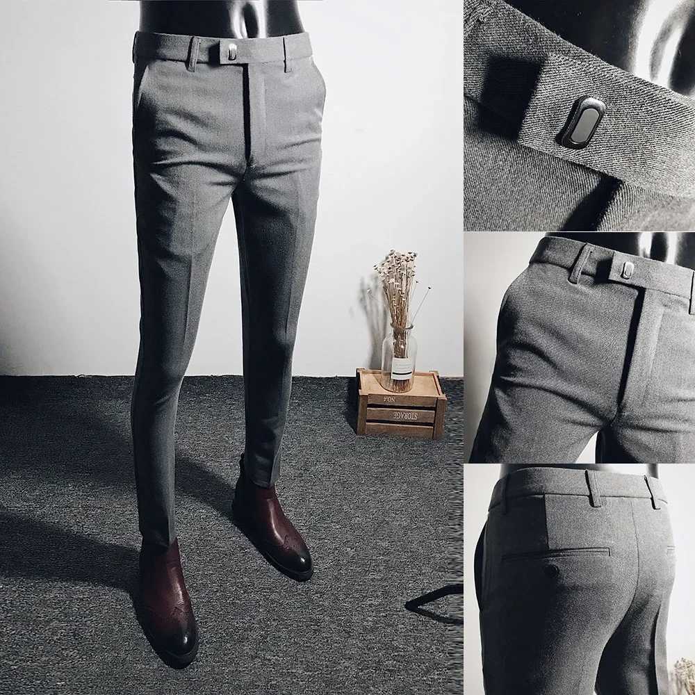 Mens Casual Stretch Pants New Slim Business Formal Office Versatile Interview For Solid Color Daily Wear Hot Selling ShortsX241023