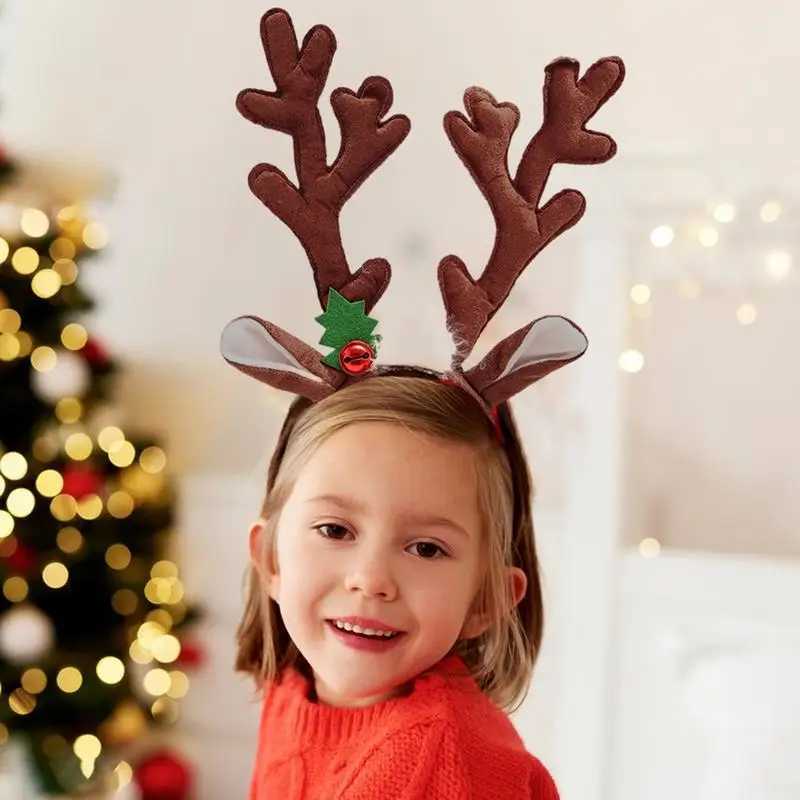 Christmas Elk Antlers Headband Bell Antler Hair Accessories Reindeer Antlers Ears Head Hoop Christmas New Year Decoration 2024X241021