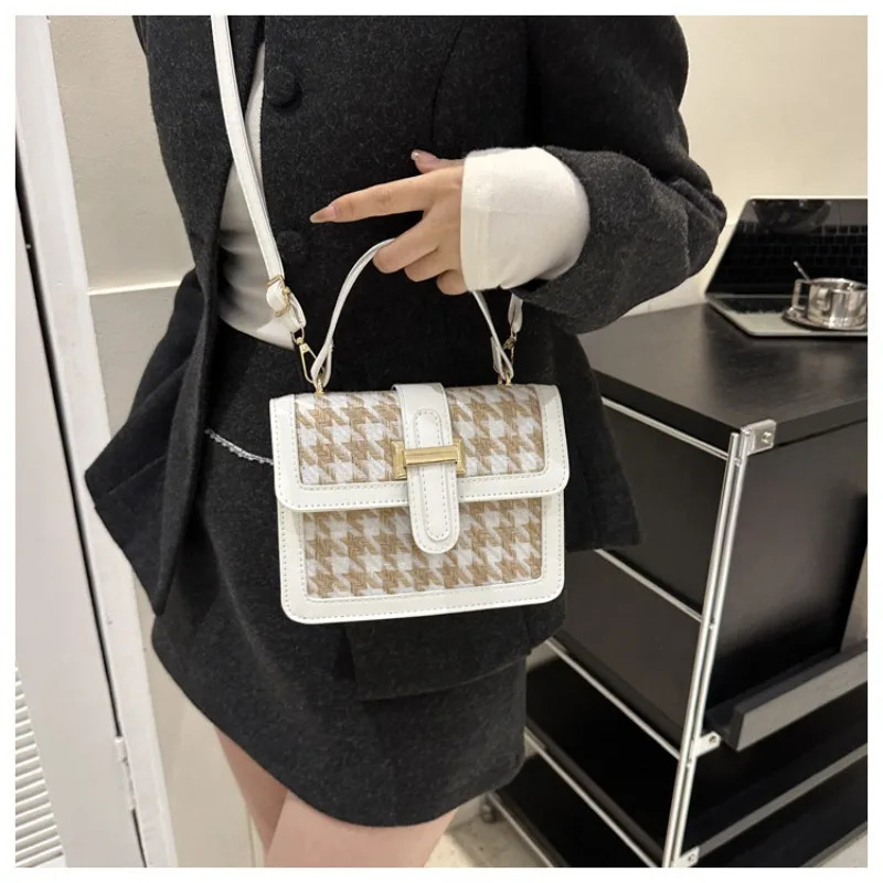 High-end Womens Crossbody Bag Trendy Fashion Houndstooth Handbag Small Square Shoulder Bag Versatile Female Shoulder Bag 241022