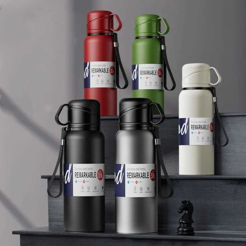 2L stainless steel hot water bottle large capacity hot water bottle hot and cold hot cup vacuum coating Z241022