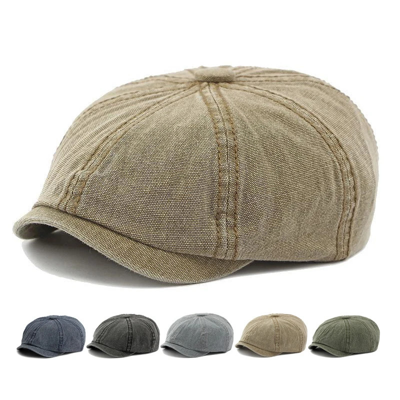 Brown Beret Men Women All Seasons 100 Cotton Octagonal Flat Cap Male Female Artist Painter Hat Solid Plain Man 241010
