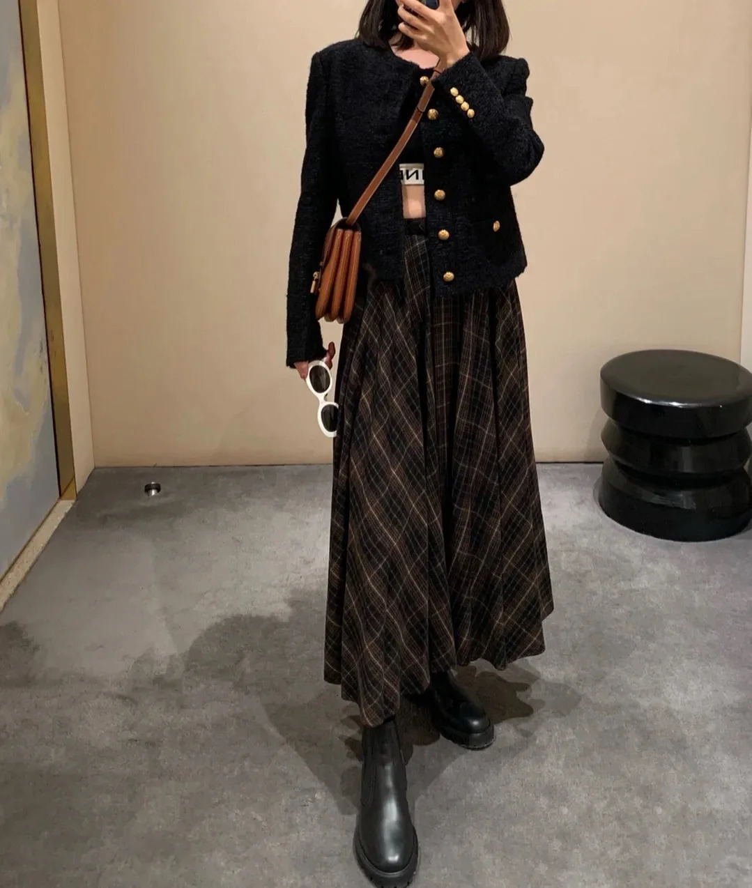 Wool wool tweed French style warm jacket loose fit suitable for small short tops in autumn and winter 241023