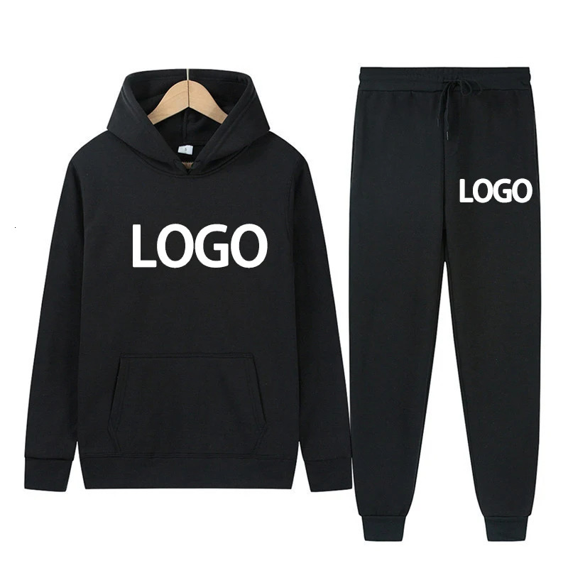 Customized printed mens and womens hoodies sports shirts and jogging pants high-quality unisex daily casual sports hoodie set 241023