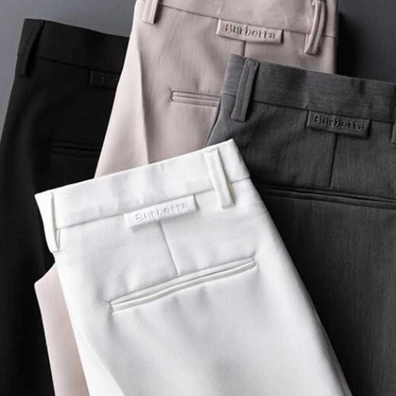 2023 New Mens Slim Fit Business Dress Pants for Men Suit Pants Ankle Length Men Summer Formal Suit Trousers Black White GrayX241023