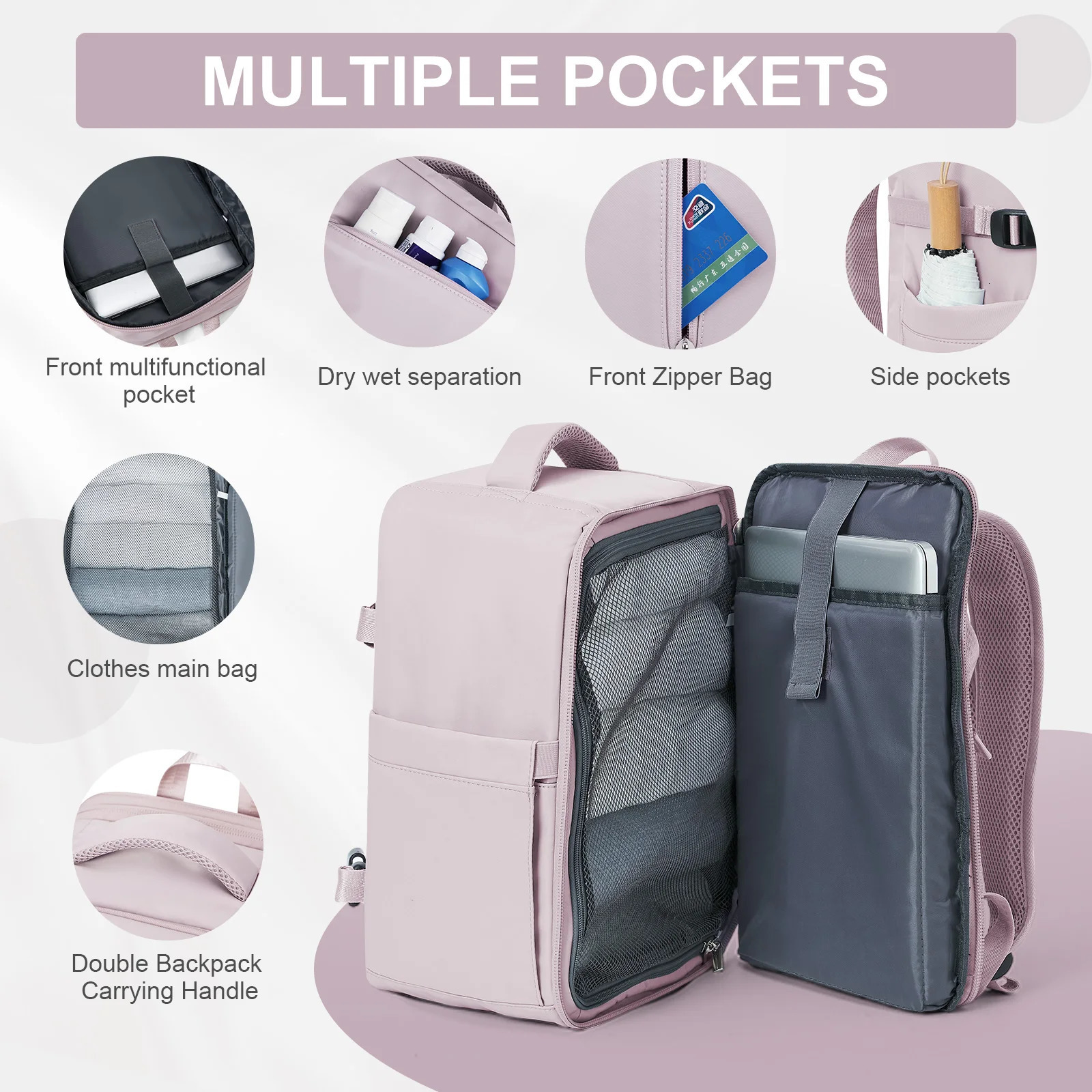 Womens backpack travel bag cabin bag Ryanair 40x20x25 plane travel bag mens Laotop backpack Wizzair carry it with you 241023