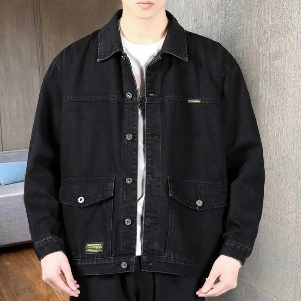 Fashionable mens outerwear casual spring jacket button denim mens autumn jacket hot X241023