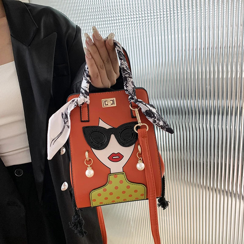2024 Beauty Glasses Womens Handbag High Quality PU Shoulder Bag Cute Scarf Wallet and Cross Bag 241023