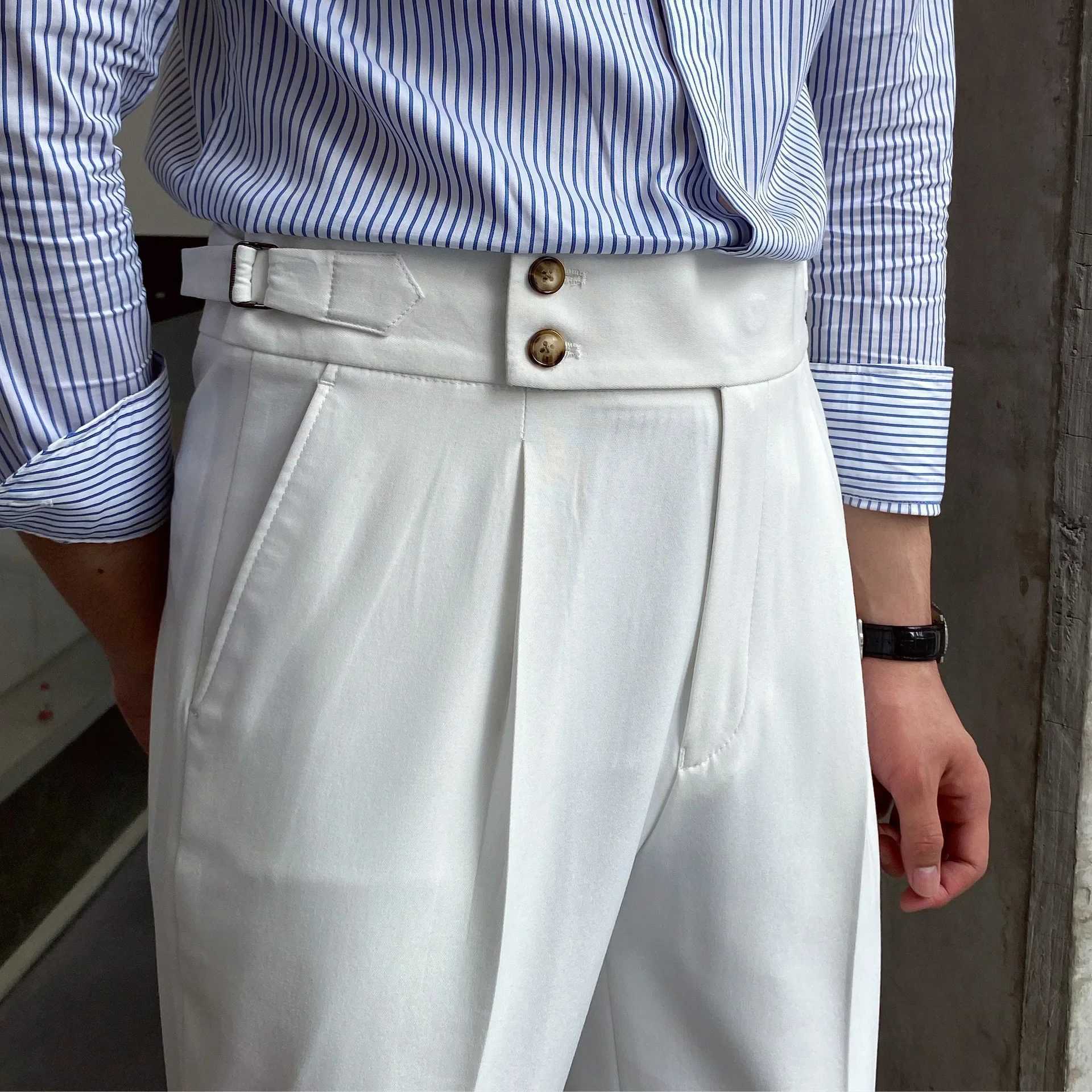 High Quality Men Naples Pants British Fashion High Waisted Straight Casual Pants Spring Autumn Trousers Banquet Dress WeddingX241023