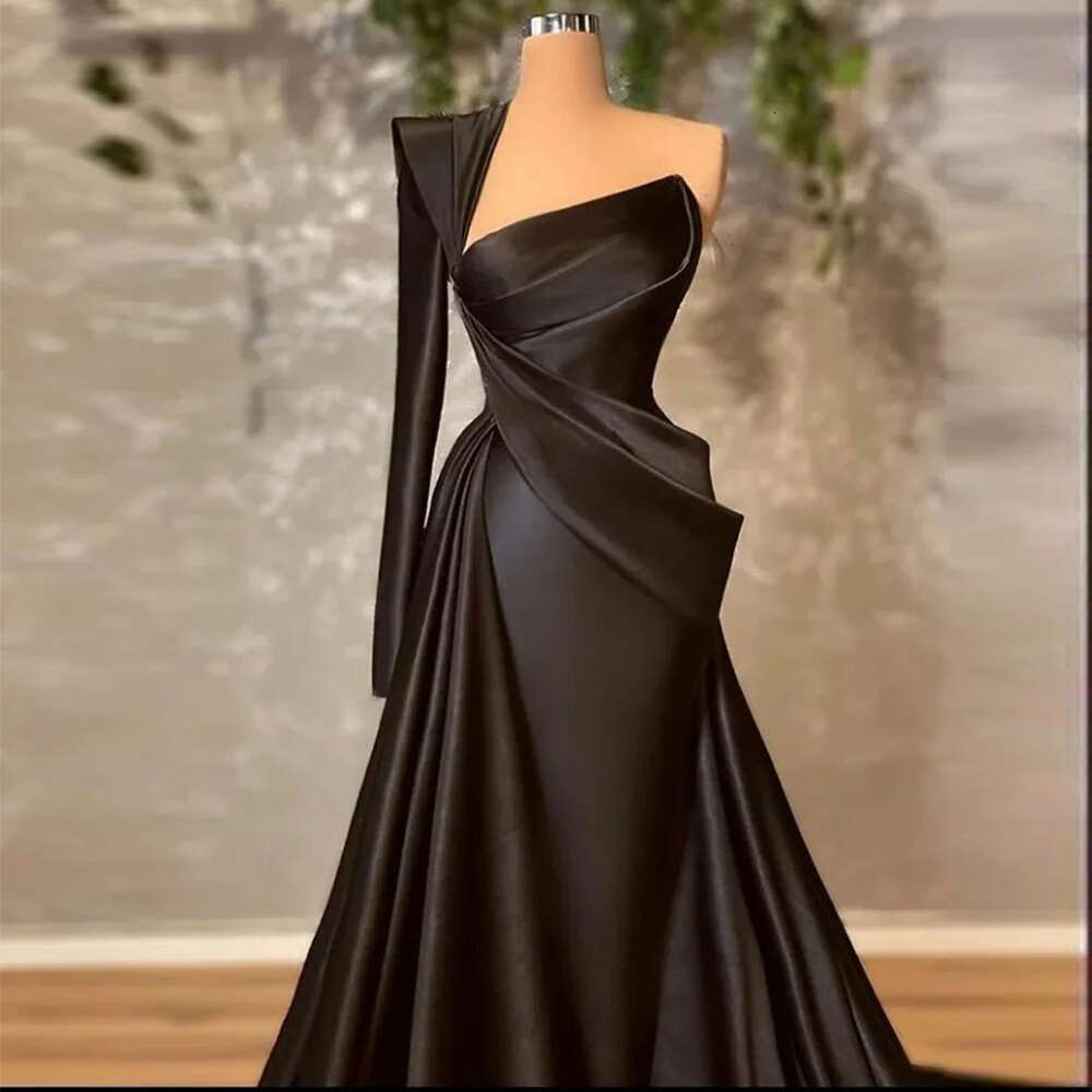 Elegant Beautiful Sexy Evening Dresses For Women Fashion Gorgeous Satin Simple One Shoulder Sleeve Mopping Party Prom Gowns 2024