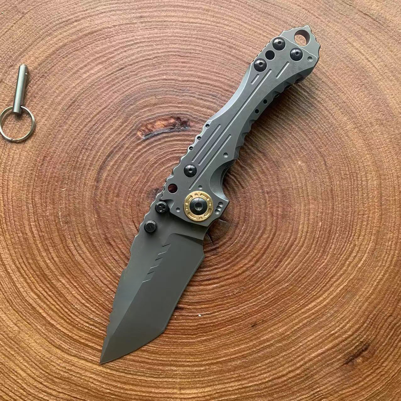 MBB T1 Survival Tactical Folding Knife D2 Titanium Coating Tanto Point Blade CNC Stainlesss Steel Handle Ball Bearing Collector's knife with Reta